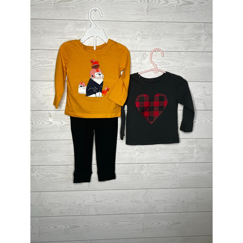 Cat & Jack bundle 2 long sleeve T-shirts,  pants toddler girls size 18 months